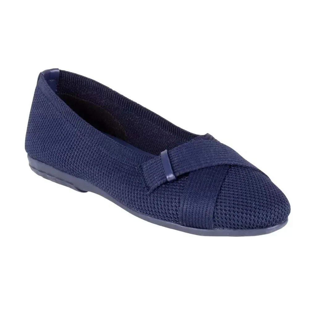 GV Gloria Vanderbilt 8.5 Debbie Knit Double Strap Flat Ballet Shoes Slip-on Blue